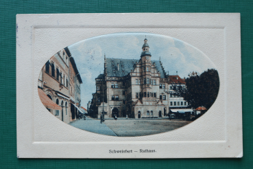 AK Schweinfurt / 1908 / Präge Karte / Platz Rathaus / Gebäude Architektur
